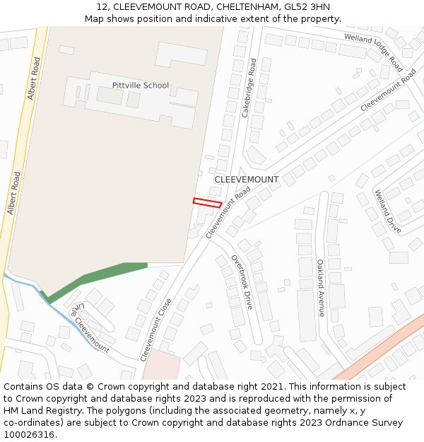 12, CLEEVEMOUNT ROAD, CHELTENHAM, GL52 3HN: Location map and indicative extent of plot