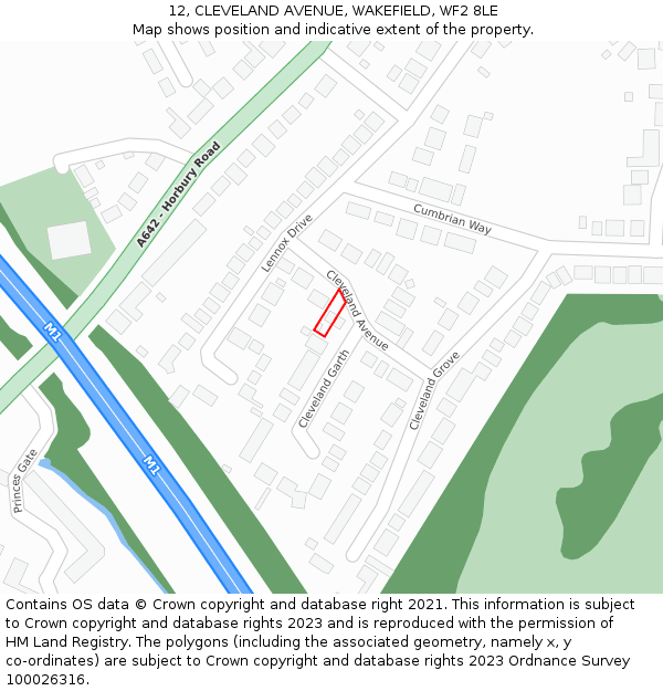 12, CLEVELAND AVENUE, WAKEFIELD, WF2 8LE: Location map and indicative extent of plot