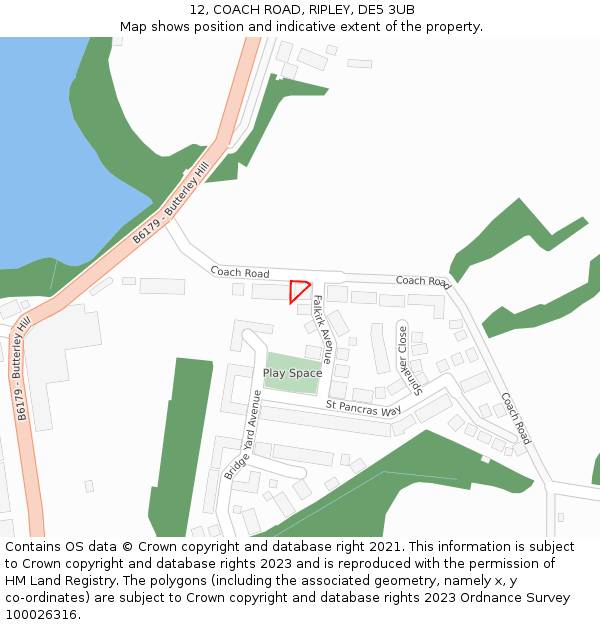 12, COACH ROAD, RIPLEY, DE5 3UB: Location map and indicative extent of plot