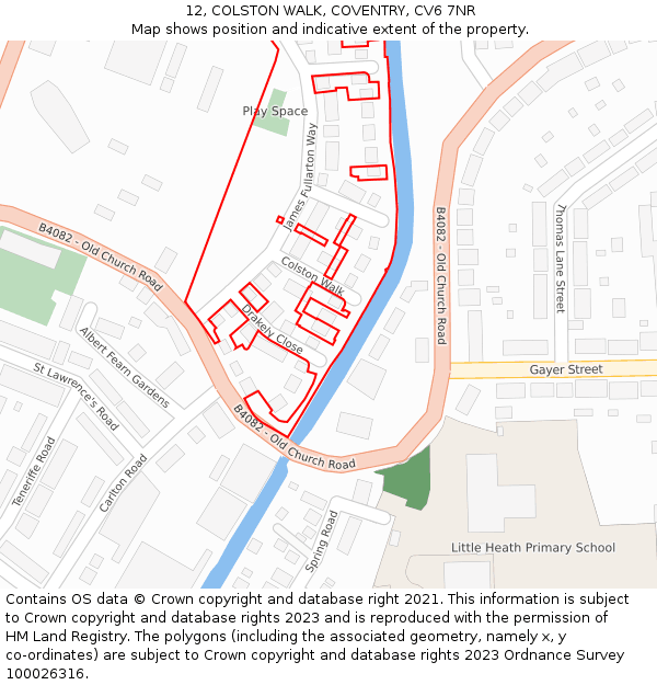 12, COLSTON WALK, COVENTRY, CV6 7NR: Location map and indicative extent of plot