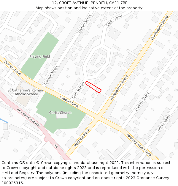 12, CROFT AVENUE, PENRITH, CA11 7RF: Location map and indicative extent of plot