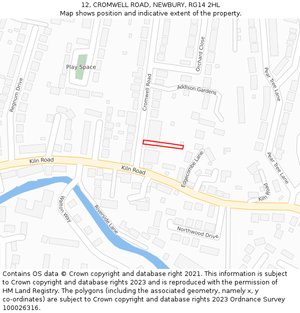 12, CROMWELL ROAD, NEWBURY, RG14 2HL: Location map and indicative extent of plot