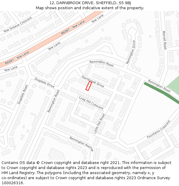 12, DARNBROOK DRIVE, SHEFFIELD, S5 9BJ: Location map and indicative extent of plot