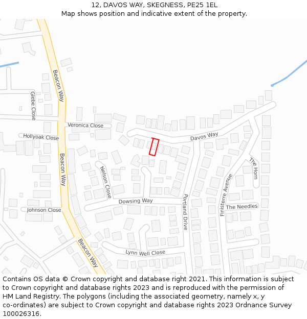 12, DAVOS WAY, SKEGNESS, PE25 1EL: Location map and indicative extent of plot