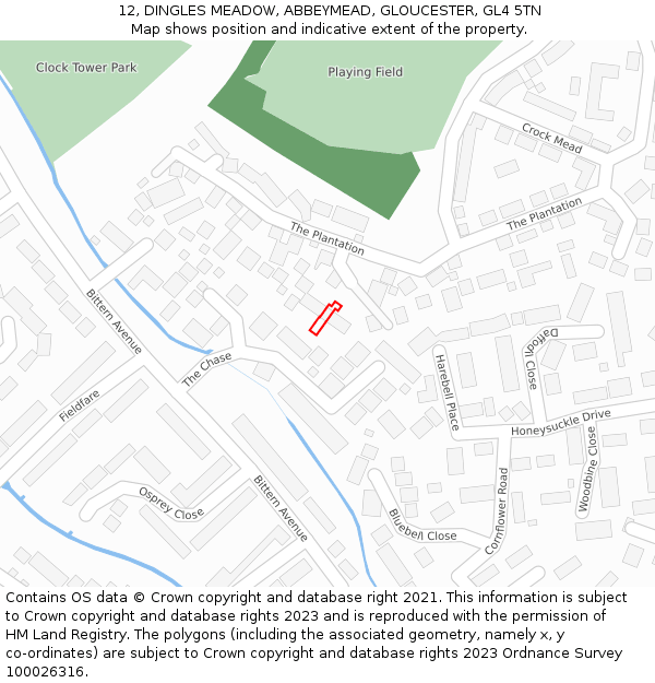 12, DINGLES MEADOW, ABBEYMEAD, GLOUCESTER, GL4 5TN: Location map and indicative extent of plot
