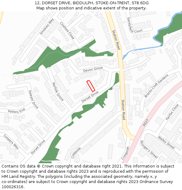 12, DORSET DRIVE, BIDDULPH, STOKE-ON-TRENT, ST8 6DG: Location map and indicative extent of plot