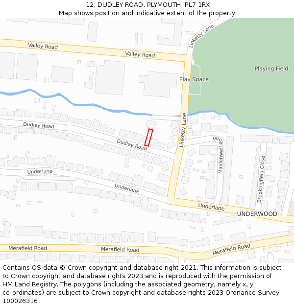 12, DUDLEY ROAD, PLYMOUTH, PL7 1RX: Location map and indicative extent of plot