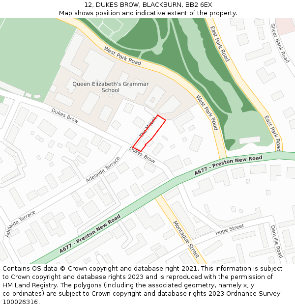 12, DUKES BROW, BLACKBURN, BB2 6EX: Location map and indicative extent of plot