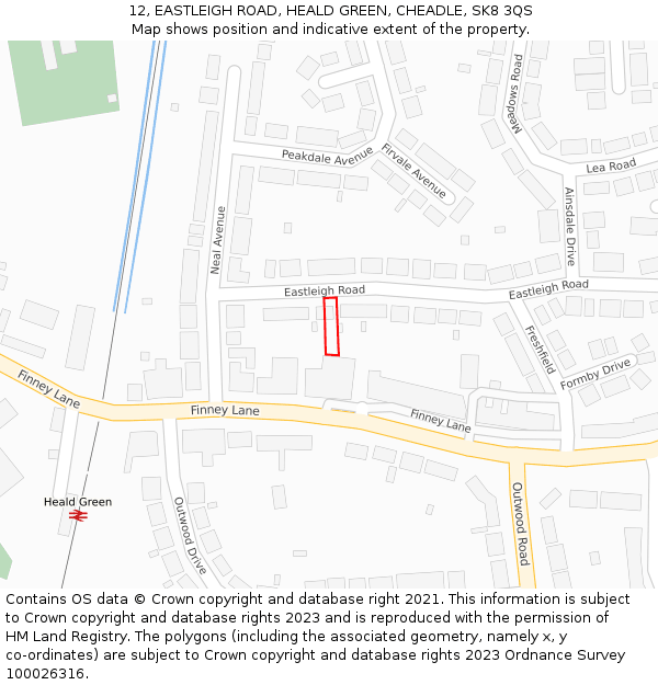 12, EASTLEIGH ROAD, HEALD GREEN, CHEADLE, SK8 3QS: Location map and indicative extent of plot