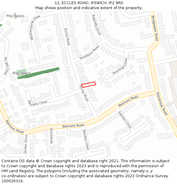 12, ECCLES ROAD, IPSWICH, IP2 9RG: Location map and indicative extent of plot
