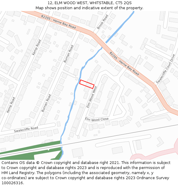 12, ELM WOOD WEST, WHITSTABLE, CT5 2QS: Location map and indicative extent of plot