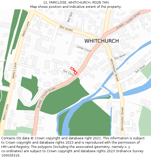 12, FAIRCLOSE, WHITCHURCH, RG28 7AN: Location map and indicative extent of plot