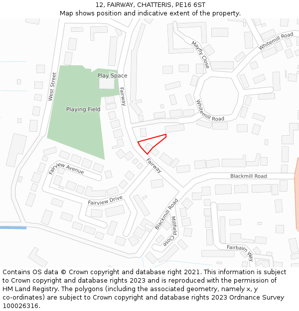 12, FAIRWAY, CHATTERIS, PE16 6ST: Location map and indicative extent of plot