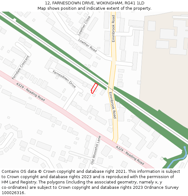 12, FARNESDOWN DRIVE, WOKINGHAM, RG41 1LD: Location map and indicative extent of plot