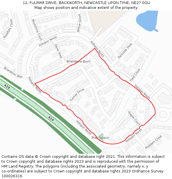 12, FULMAR DRIVE, BACKWORTH, NEWCASTLE UPON TYNE, NE27 0GU: Location map and indicative extent of plot