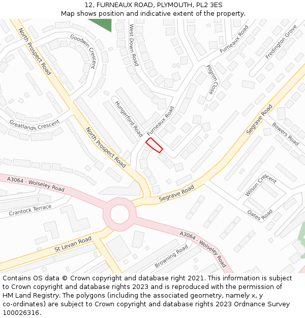 12, FURNEAUX ROAD, PLYMOUTH, PL2 3ES: Location map and indicative extent of plot
