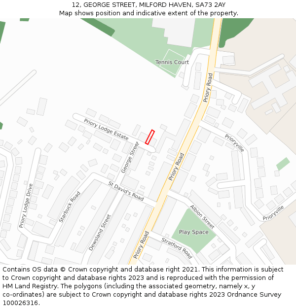 12, GEORGE STREET, MILFORD HAVEN, SA73 2AY: Location map and indicative extent of plot