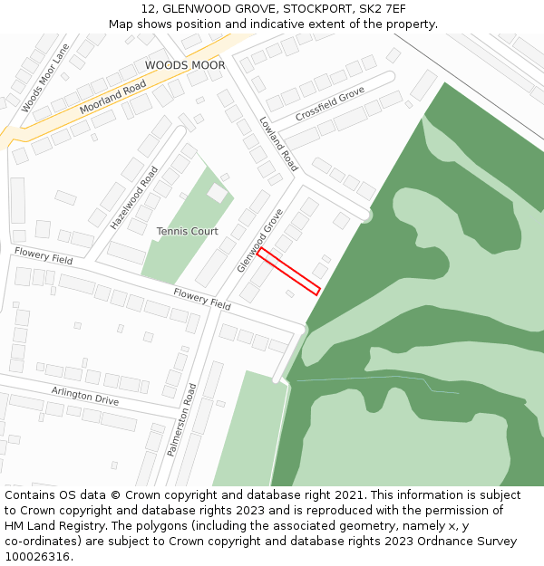 12, GLENWOOD GROVE, STOCKPORT, SK2 7EF: Location map and indicative extent of plot