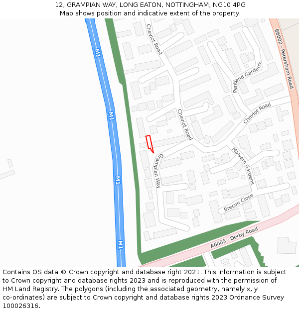 12, GRAMPIAN WAY, LONG EATON, NOTTINGHAM, NG10 4PG: Location map and indicative extent of plot