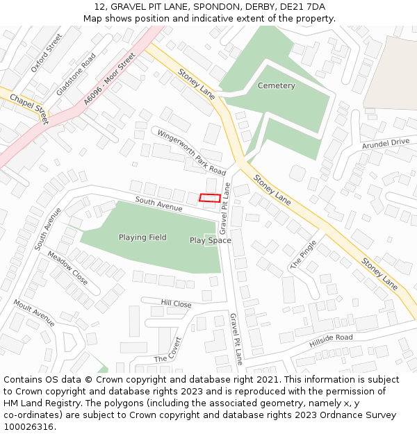 12, GRAVEL PIT LANE, SPONDON, DERBY, DE21 7DA: Location map and indicative extent of plot
