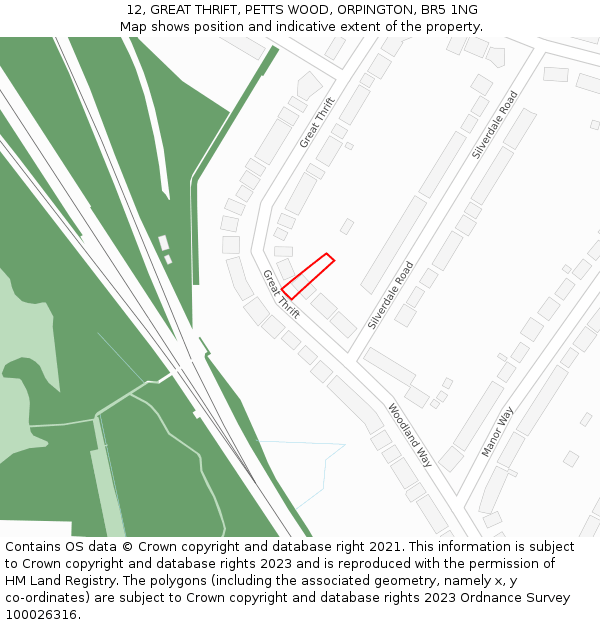 12, GREAT THRIFT, PETTS WOOD, ORPINGTON, BR5 1NG: Location map and indicative extent of plot