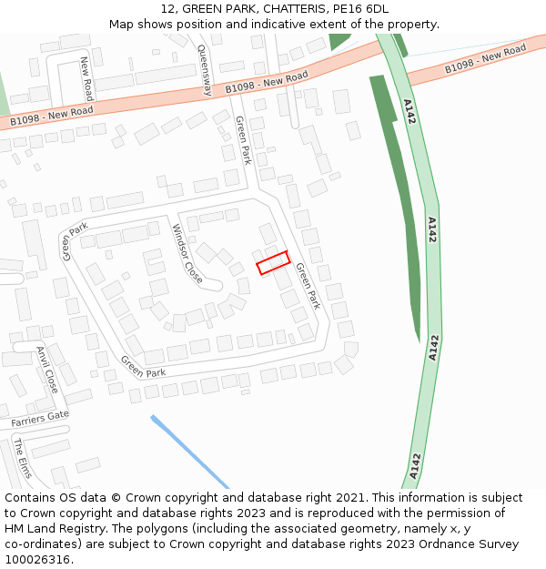 12, GREEN PARK, CHATTERIS, PE16 6DL: Location map and indicative extent of plot