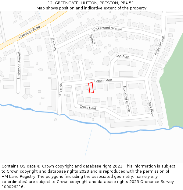 12, GREENGATE, HUTTON, PRESTON, PR4 5FH: Location map and indicative extent of plot