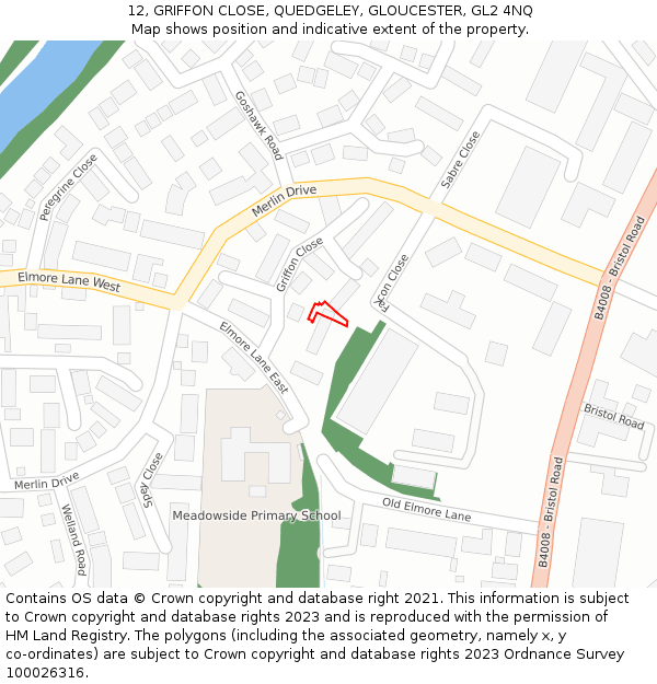 12, GRIFFON CLOSE, QUEDGELEY, GLOUCESTER, GL2 4NQ: Location map and indicative extent of plot