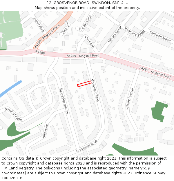 12, GROSVENOR ROAD, SWINDON, SN1 4LU: Location map and indicative extent of plot
