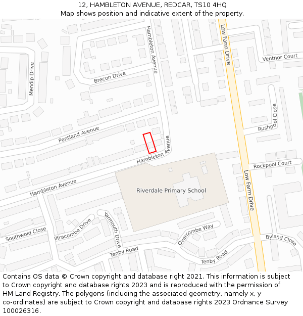 12, HAMBLETON AVENUE, REDCAR, TS10 4HQ: Location map and indicative extent of plot