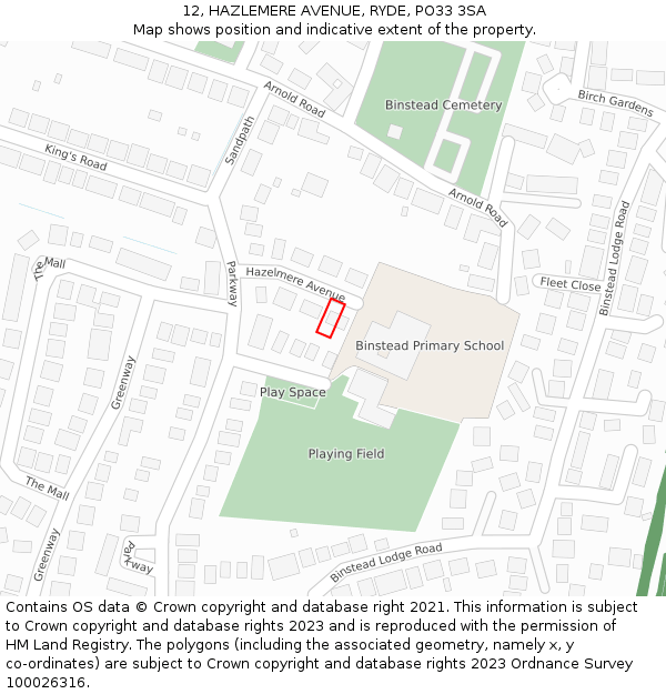 12, HAZLEMERE AVENUE, RYDE, PO33 3SA: Location map and indicative extent of plot
