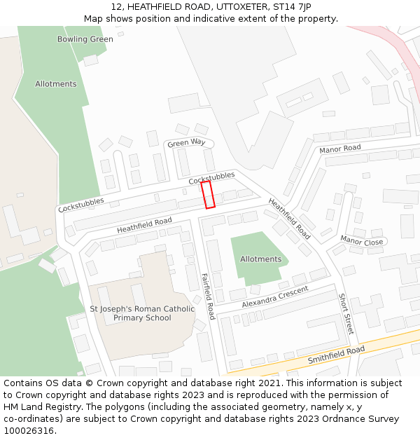 12, HEATHFIELD ROAD, UTTOXETER, ST14 7JP: Location map and indicative extent of plot