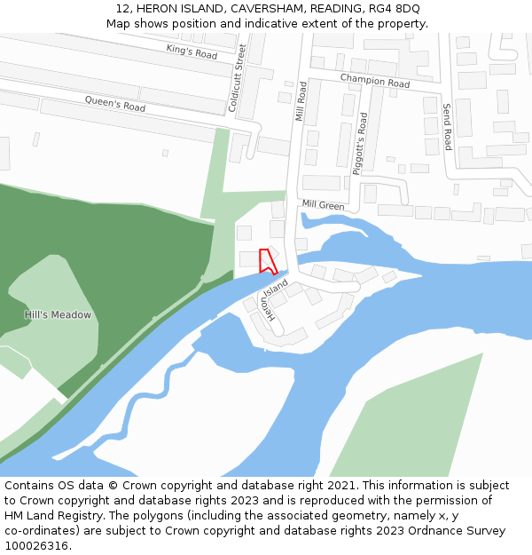 12, HERON ISLAND, CAVERSHAM, READING, RG4 8DQ: Location map and indicative extent of plot