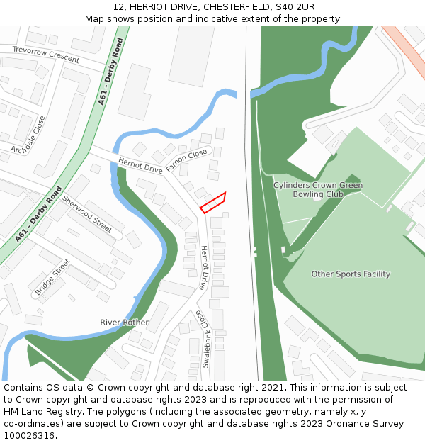 12, HERRIOT DRIVE, CHESTERFIELD, S40 2UR: Location map and indicative extent of plot