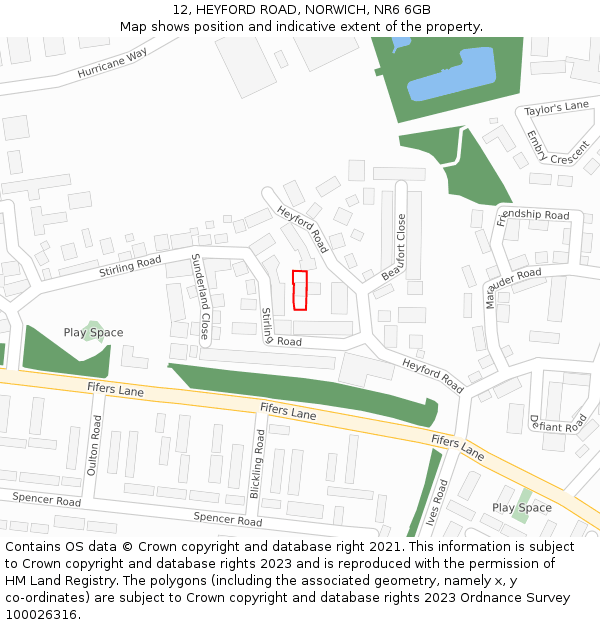 12, HEYFORD ROAD, NORWICH, NR6 6GB: Location map and indicative extent of plot
