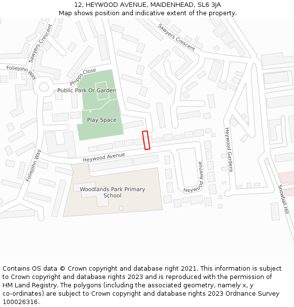 12, HEYWOOD AVENUE, MAIDENHEAD, SL6 3JA: Location map and indicative extent of plot