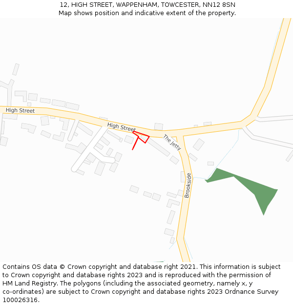 12, HIGH STREET, WAPPENHAM, TOWCESTER, NN12 8SN: Location map and indicative extent of plot