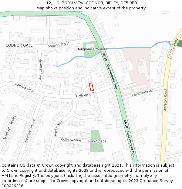 12, HOLBORN VIEW, CODNOR, RIPLEY, DE5 9RB: Location map and indicative extent of plot