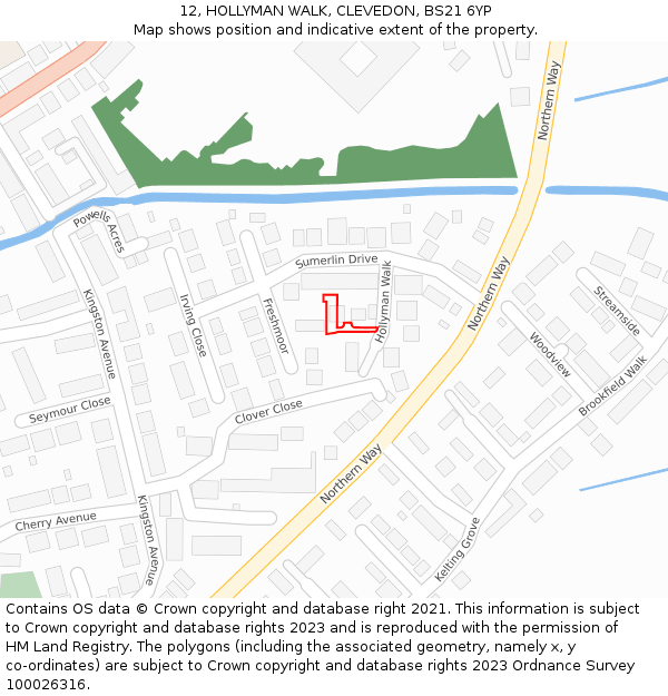 12, HOLLYMAN WALK, CLEVEDON, BS21 6YP: Location map and indicative extent of plot