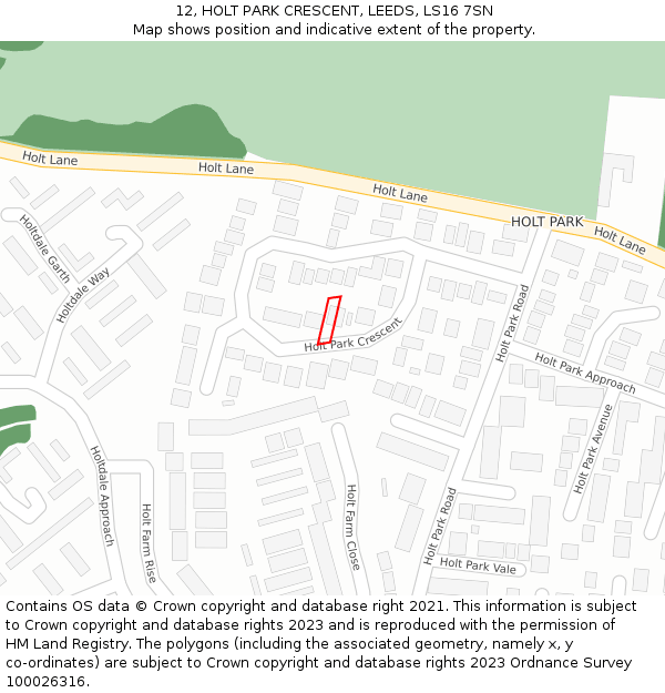 12, HOLT PARK CRESCENT, LEEDS, LS16 7SN: Location map and indicative extent of plot