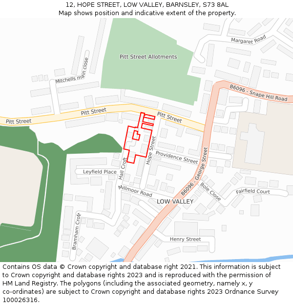 12, HOPE STREET, LOW VALLEY, BARNSLEY, S73 8AL: Location map and indicative extent of plot
