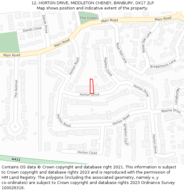 12, HORTON DRIVE, MIDDLETON CHENEY, BANBURY, OX17 2LP: Location map and indicative extent of plot