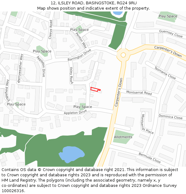 12, ILSLEY ROAD, BASINGSTOKE, RG24 9RU: Location map and indicative extent of plot