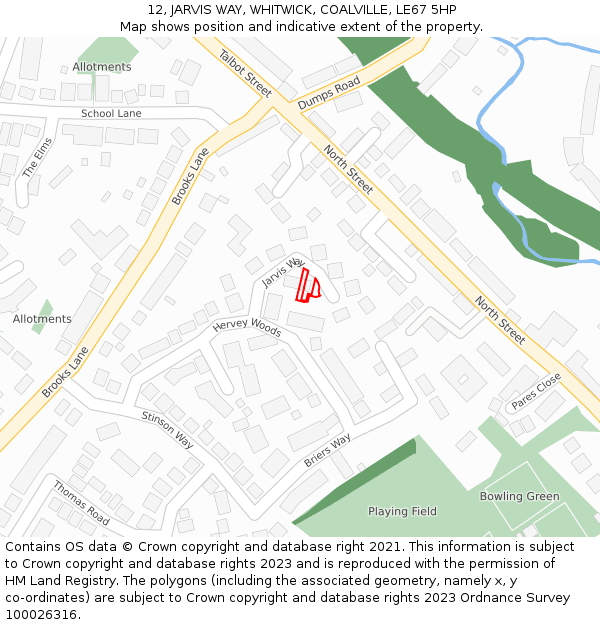 12, JARVIS WAY, WHITWICK, COALVILLE, LE67 5HP: Location map and indicative extent of plot