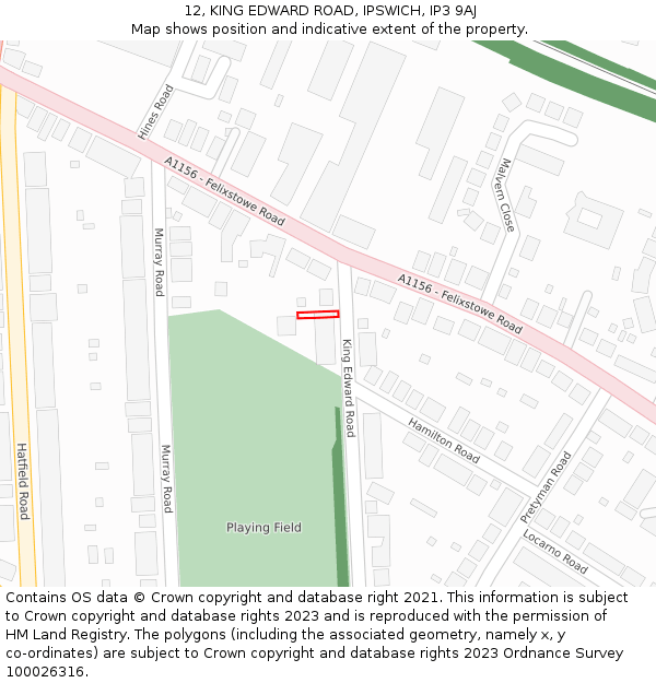 12, KING EDWARD ROAD, IPSWICH, IP3 9AJ: Location map and indicative extent of plot