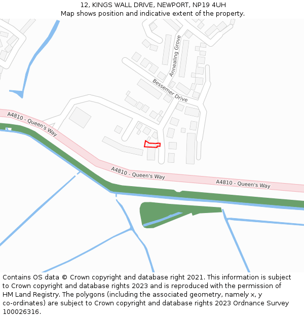 12, KINGS WALL DRIVE, NEWPORT, NP19 4UH: Location map and indicative extent of plot