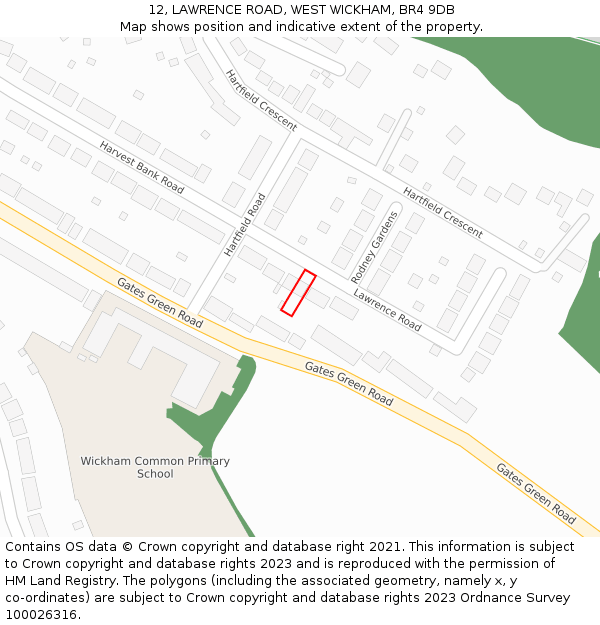 12, LAWRENCE ROAD, WEST WICKHAM, BR4 9DB: Location map and indicative extent of plot