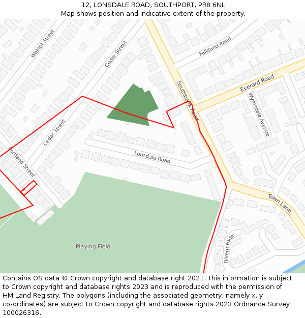 12, LONSDALE ROAD, SOUTHPORT, PR8 6NL: Location map and indicative extent of plot