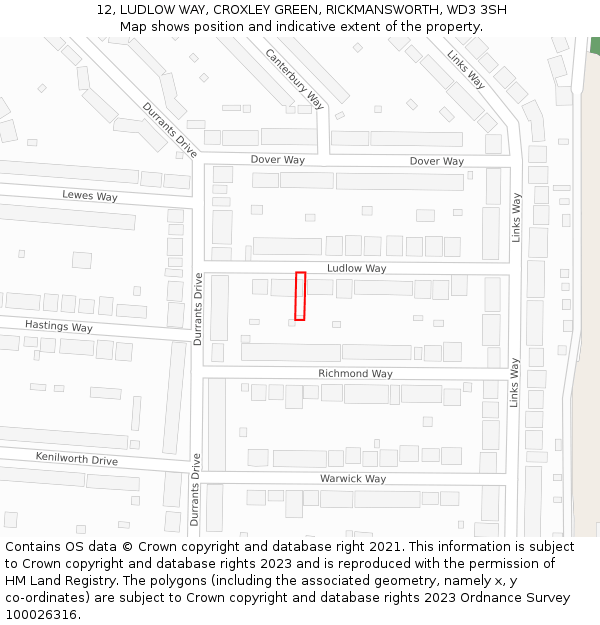 12, LUDLOW WAY, CROXLEY GREEN, RICKMANSWORTH, WD3 3SH: Location map and indicative extent of plot