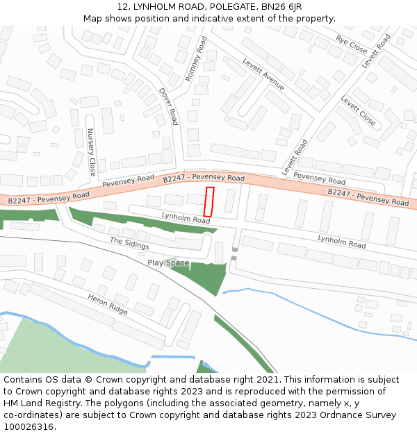12, LYNHOLM ROAD, POLEGATE, BN26 6JR: Location map and indicative extent of plot